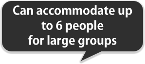 It can also seat up to 6 people for large groups!